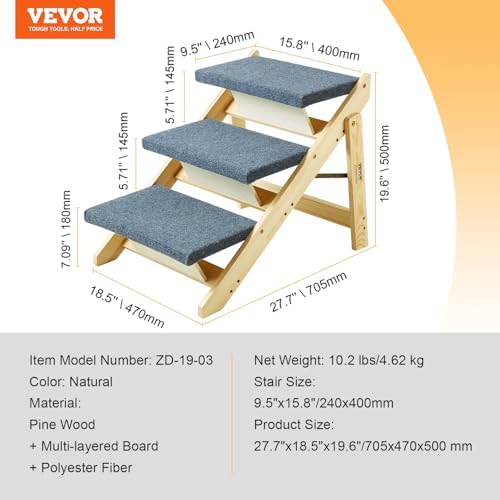 SKYSHALO Wooden Pet Steps, Convertible 2-in-1 Dog Staircase & Ramp - Image 7