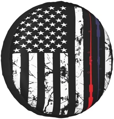 Fishing American Flag Fishing Pole Weatherproof Spare Tire Cover by Unknown