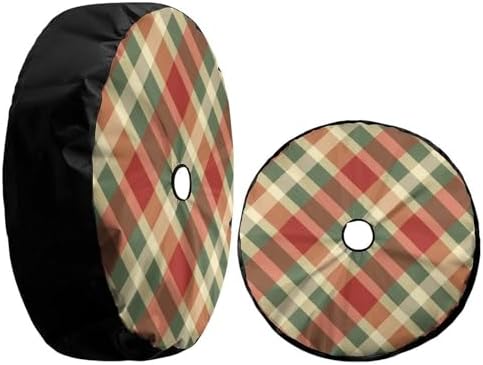 Red Green Checkered Pattern Spare Tire Cover - Image 3