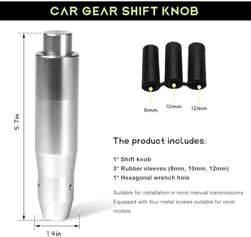 Automatic Shift Knob with Push Button, 5.7" Weighted Shifter Lever Handle Car - Image 2