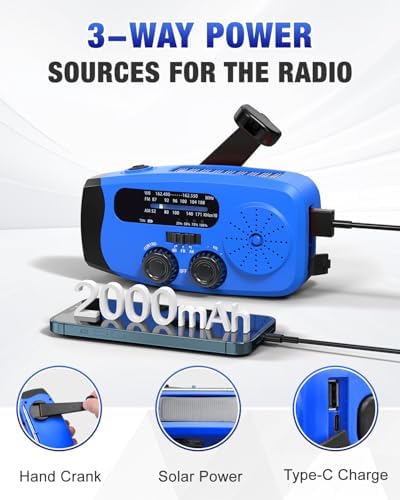 Hand Crank Radio with AM/FM/NOAA Weather Bands, - Image 6