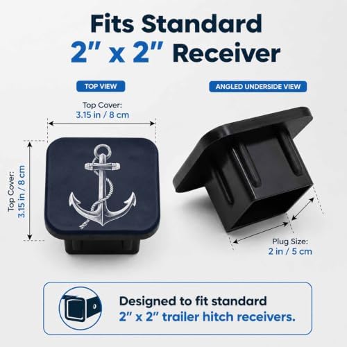 Anchor Hitch Cover Receiver Tube Hitch Plug Nautical Anchor Navy Blue Tow Hitch - Image 2