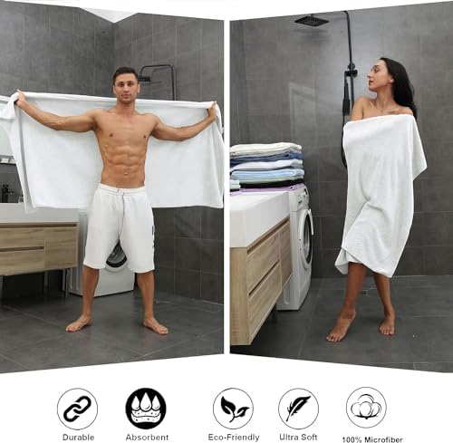 Smuge Bath Towel Set, 4-Piece 35x70 Inches, Extra Large Microfiber Bath Towels - Image 4
