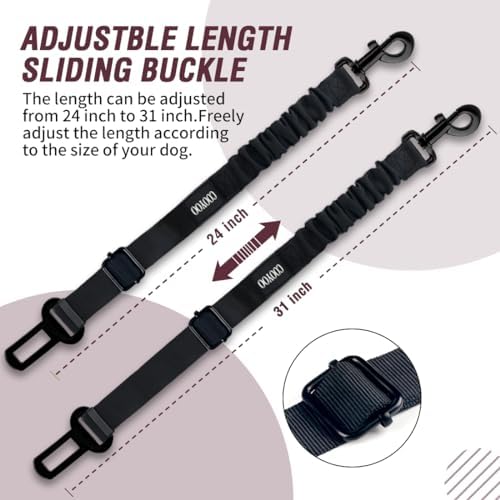 COOYOO Dog Seat Belt, 3 Piece Set Retractable Dog Car Adjustable Seatbelts - Image 5