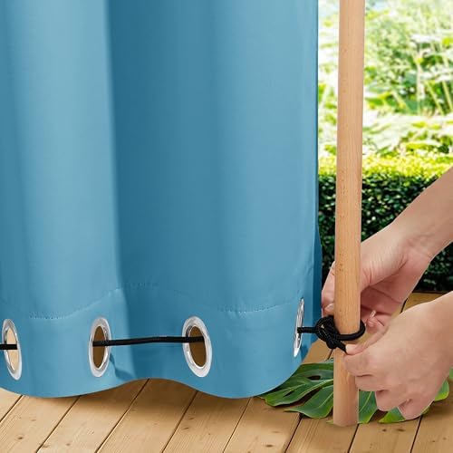 NICETOWN Weighted Curtains for Patio Waterproof W66xL84 Teal Blue 2 Panels - Image 5