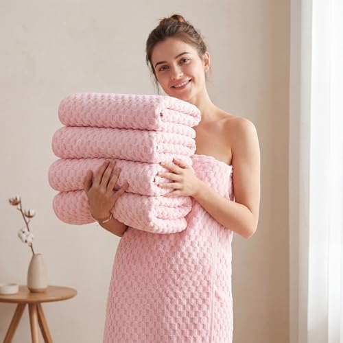 REDKISS 4 Pack Pink Bath Towels - Image 3