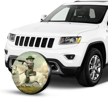 White Horse Cat Hunting Universal Spare Tire Cover, 17 Inch, Cute Waterproof - Image 7
