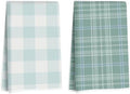 Blue Leaves 2 Pcs Green White Checkered Kitchen Towels Decorative Tea Towel by Blue+Leaves