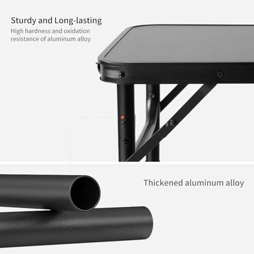 Small Camping Table 2Ft X 1.3Ft, Aluminum Portable Adjustable Table - Image 6