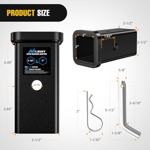Nilight Trailer Hitch Receiver Adapter 2-1/2" to 2" Sleeve Reducer | Convertor - Image 2