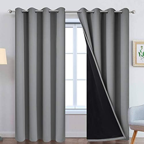 Yakamok Grey Blackout Curtains 96 Inches Long by Yakamok