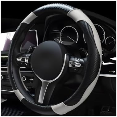 povtii Car Steering Wheel Cover, 15 Inch Leather Breathable Auto Steering Wheel by povtii