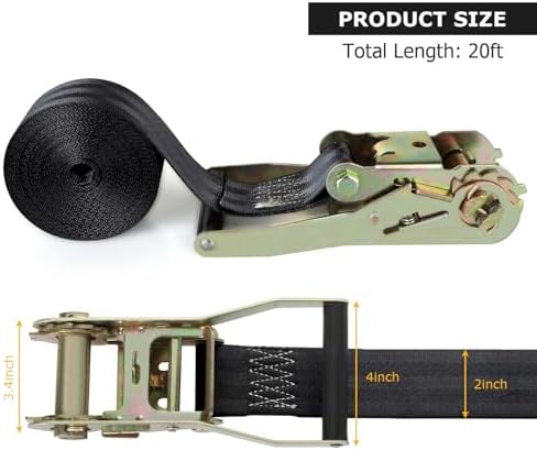 LISHIEN 4 Pack 2 Inch Endless Ratchet Strap Heavy Duty 20ft Tie Down Straps - Image 2