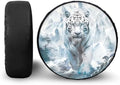 White Tiger Spare Tire Cover PU Leather, Wheel Protection Universal by YGFLPPV