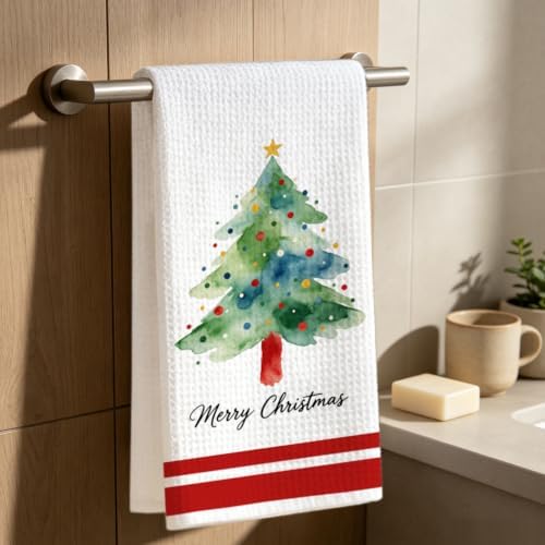 Merry Christmas Kitchen Towel, Christmas Tree Decor Dish Towel - Image 6