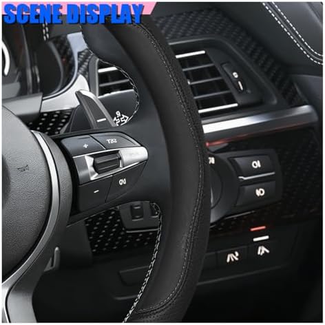 Craedli Black Nappa Leather Car Steering Wheel Cover 14.5-15 Inch - Image 4