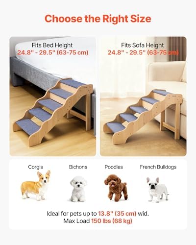 VEVOR Wood Pet Stairs, 5-Step Dog Stairs - Image 5