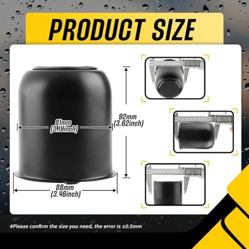 4Pcs 3.19" Stainless Trailer Wheel Center Caps, 3.62" H Matte Black - Image 3