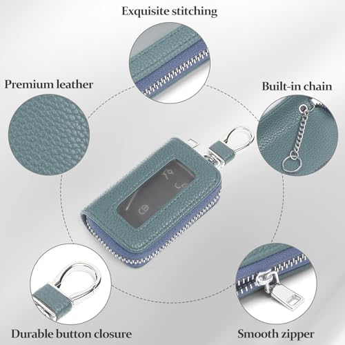SENDEFN Universal Car Key Fob Case Leather Smart Remote Keychain Protector - Image 4