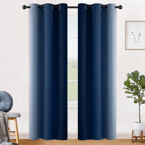 SimpleHome Ombre Blue to Grey White Curtains - Image 2