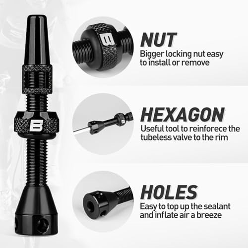 BWSHLF Tubeless Presta Valve Stem 40/44/55/60/65/80/100 mm, Super Light Alloy - Image 3
