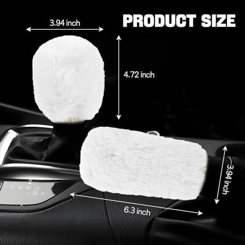 Hovom 2PCS Fluffy Car Gear Shift Knob Cover & Handbrake Cover - Image 2
