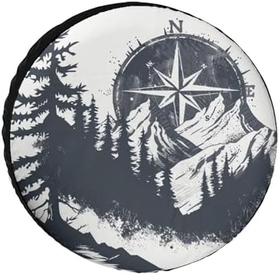 Mountains with A Compass Spare Tire Cover Mountains Adventure Weatherproof by HighonHi