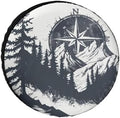 Mountains with A Compass Spare Tire Cover Mountains Adventure Weatherproof by HighonHi