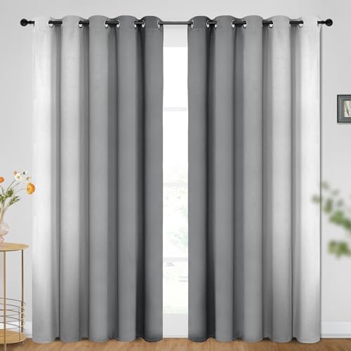 SimpleHome Ombre Grey to Grey White Curtains - Image 2