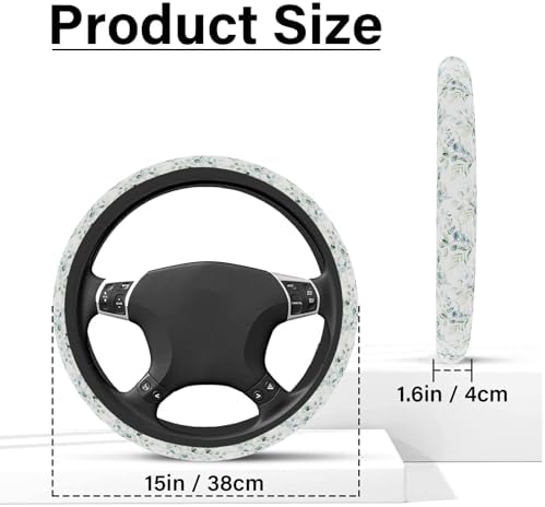 Leaf Steering Wheel Cover, Cute Print Steering Wheel Cover Protector, Ultra - Image 6
