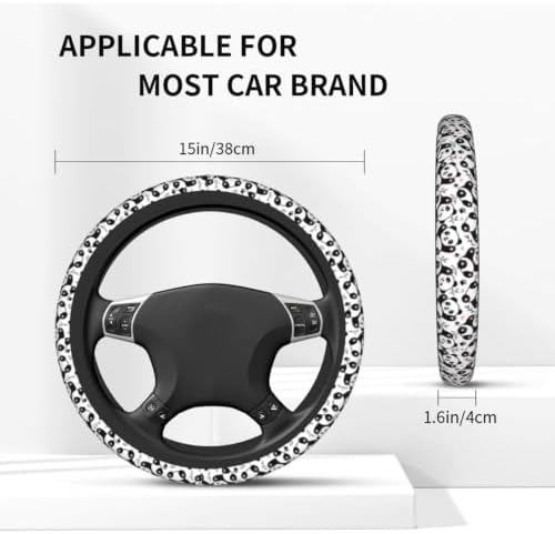Cute Cartoon Panda Steering Wheel Covers Non Slip Neoprene Universal 15 Inch - Image 2