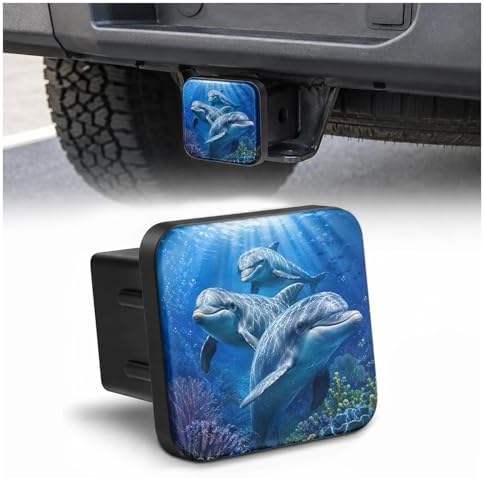 Ocean Dolphins Hitch Cover Receiver Tube Hitch Plug, Tool-Free Install Tow by Unknown