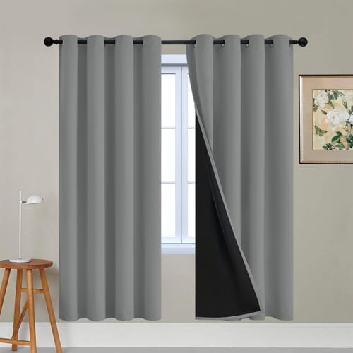 Yakamok Dove Grey 100% Blackout Curtains 72 Inches Long 52" Wide 2 Panel by Yakamok