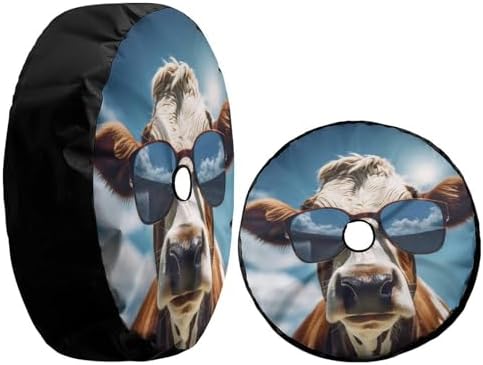 Cool Cow Wearing Sunglasses Spare Tire Cover - Image 3