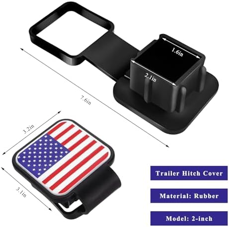 2 Inch Rubber Trailer Hitch Cover, Dustproof American Flag Hitch Cover Tube - Image 2