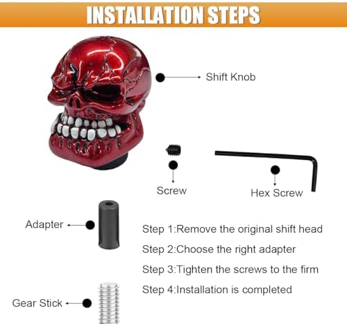 Skull Car Gear Shift Knob, Resin Shifter Lever Handle - Image 5