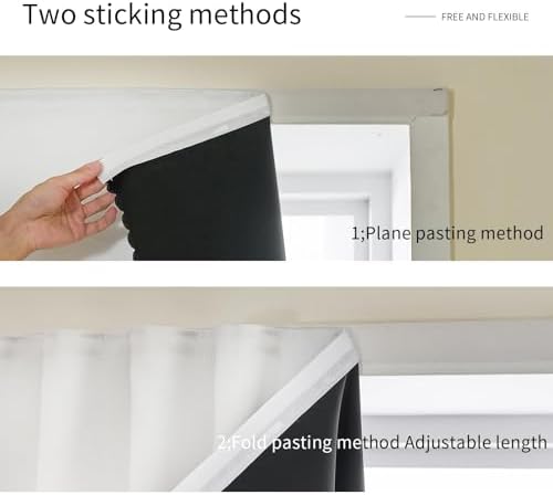 JILRON Adhesive Curtain 100% Blackout No-Drill Easy Install - Image 5