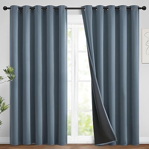 Yakamok Stone Blue 100% Blackout Curtains 84 Inches Long 62" Wide 2 Panel by Yakamok