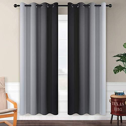 SimpleHome Ombre Black to Grey White Curtains - Image 2