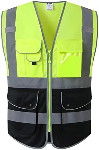 JKSafety Safety Vest for Men Women Reflective Hi Vis JK150 YBlack L by JKSafety