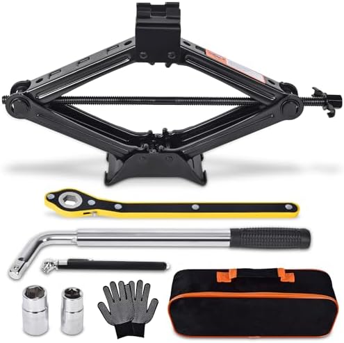 Scissor Car Jack 2 Ton Tire Changing Kit by Gurduenon