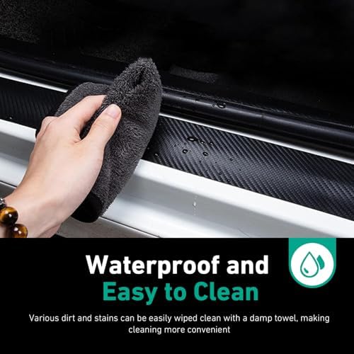 4 PCS Car Door Sill Protector, Carbon Fiber Front Rear Lower Door Sill Protector - Image 7