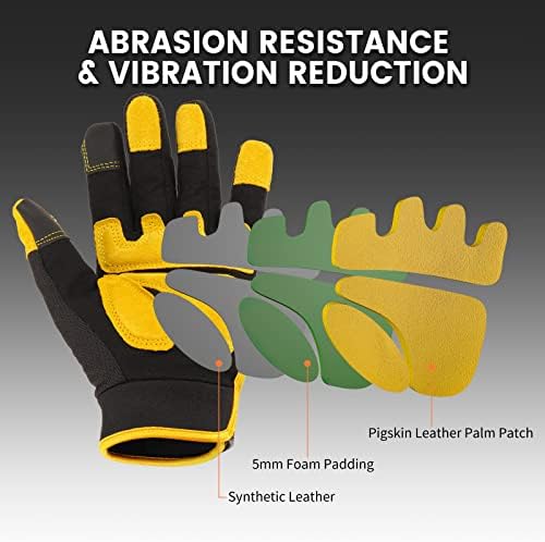 Work Gloves for Men, Performance Fit, Touch Screen, Abrasion Resistant - Image 2