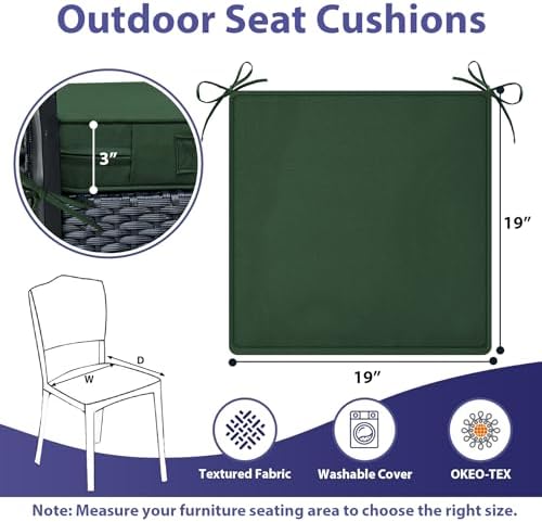 IPYNBAP Outdoor Chair Cushions Set of 4 -Waterproof Outdoor Seat Cushions - Image 6