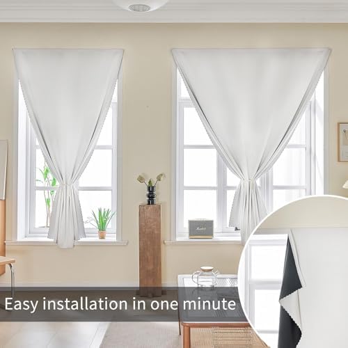 AJAZZ 100% Blackout Self Adhesive Curtains Small Window Short Temporary Black - Image 6