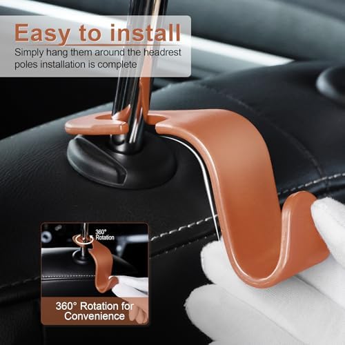 LivTee Car Seat Headrest Hook, Auto Seat Hook Hangers Organizer Interior - Image 4