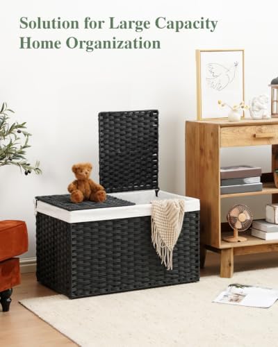 SETVSON Storage Basket with Lid Wicker Baskets - Image 4