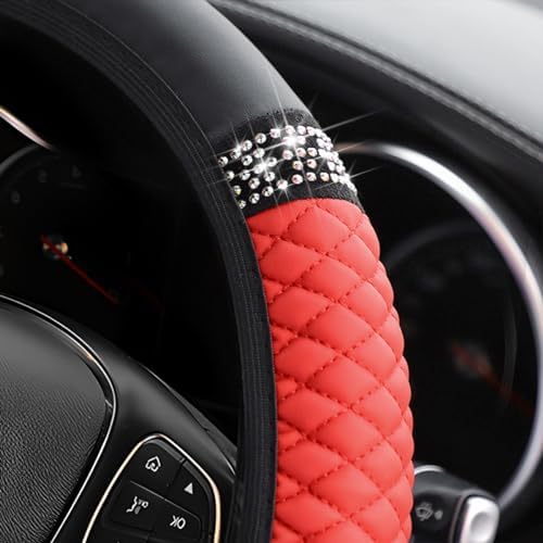 Osilly 15 Inch Rhinestone Leather Steering Wheel Cover - Image 3