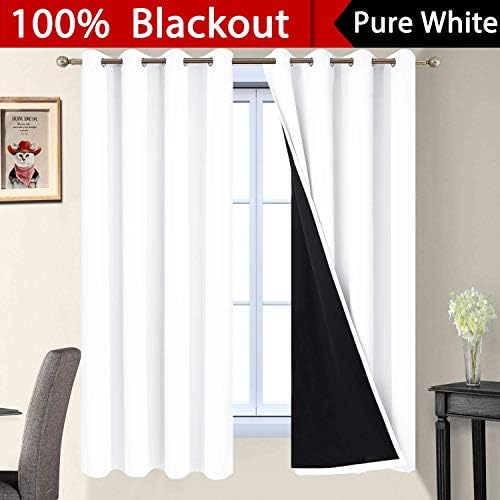 Yakamok Pure White 100% Blackout Curtains 63 Inches Long 52" Wide 2 Panel - Image 2
