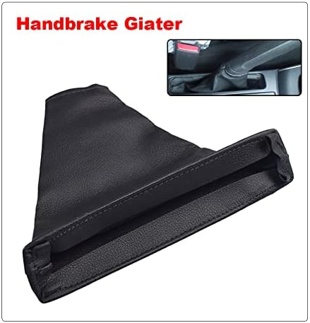 Car Shift Gear Stick Handbrake Cover Manual Shift Boot Black Leather Boot Cover - Image 4